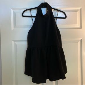 Elizabeth & James black crepe halter blouse size L